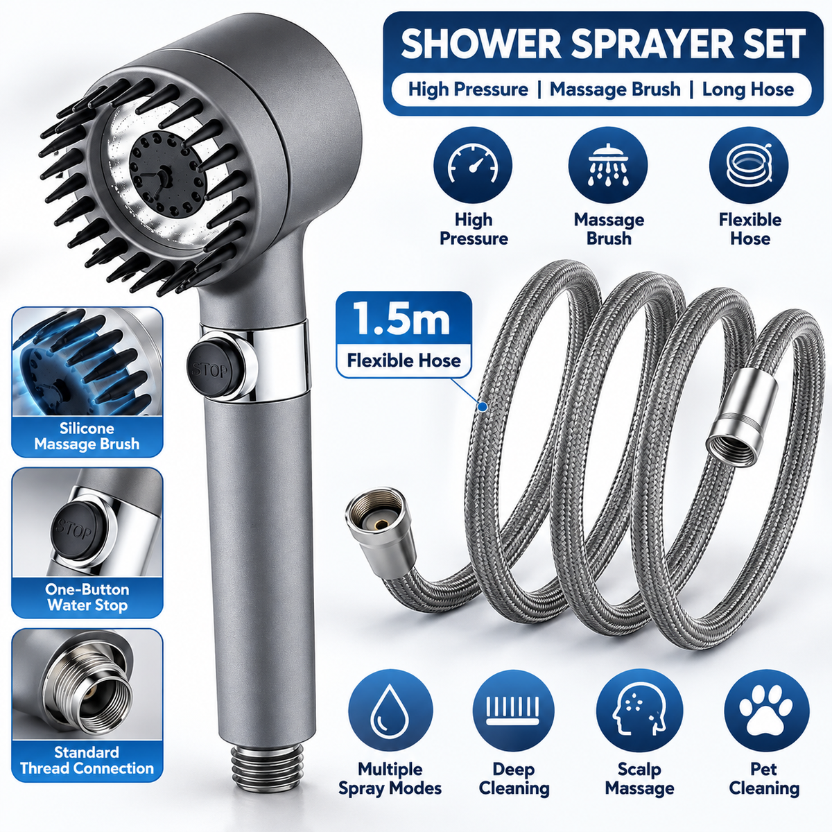 🏆Luxury shower head for skin care & massage - 3 spray modes with water-saving technology for a rejuvenating shower experience 💎🌊