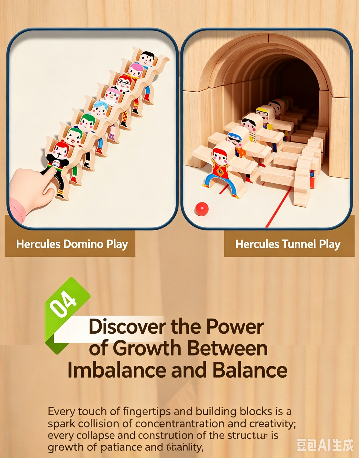 Children's DIY Balancing Building Blocks: Hercules Stacking Game for Boys and Girls, Stacking Fun Educational Toy Made of Plastic