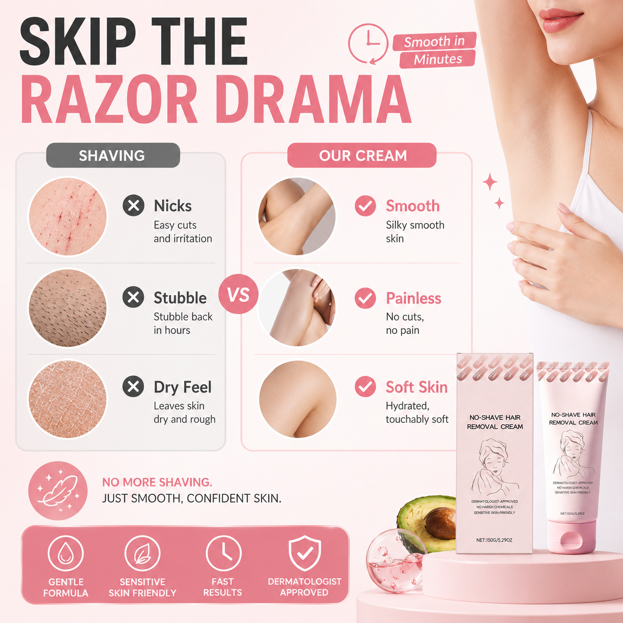 ⏰ SUMMER FLASH SALE – 57% OFF ☀️ Get Baby-Smooth Skin Instantly! Nourishing Depilatory Cream That Gently Removes Hair & Refines Texture. Stock Up Now! 🧴💖