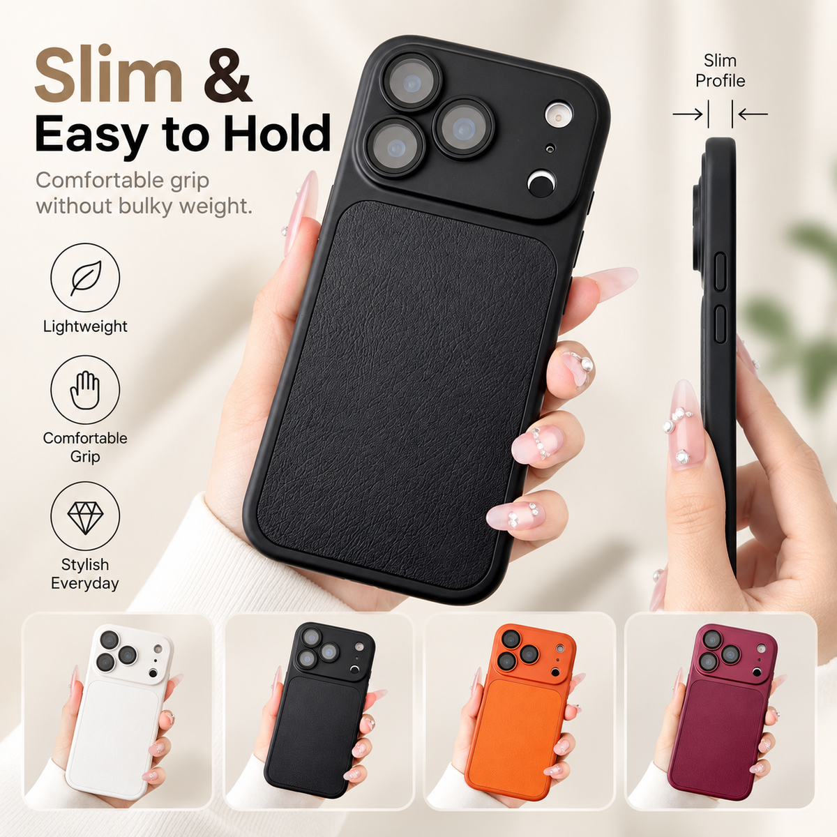 Flagship-Style Leather Texture Phone Case – Premium Camera-Inspired Design, Slim Protective Cover, Stylish Phone Upgrade