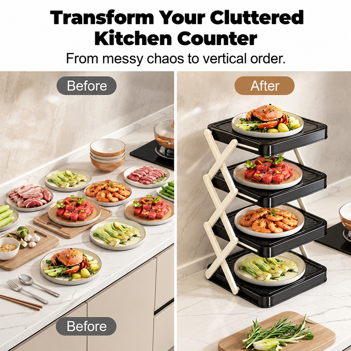 🍽️ 50% OFF NOW! 📦 4-Tier Bowl Storage Rack – Foldable, Stable & Maximizes Your Kitchen Space