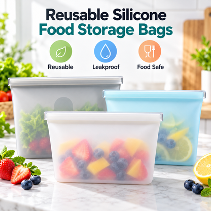 Reusable Silicone Zip Containers-Set of two (one large, one small)