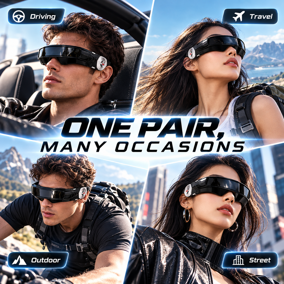 Space Goggles — Retro Punk UV400 Laser Eye Sunglasses for Outdoor Sports