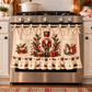 New tie-front kitchen half apron with pockets and ruffle trim