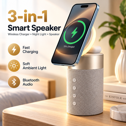 3-in-1 Magnetic Wireless Charging Stand &Speaker
