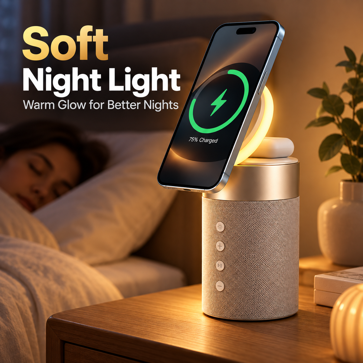 3-in-1 Magnetic Wireless Charging Stand &Speaker