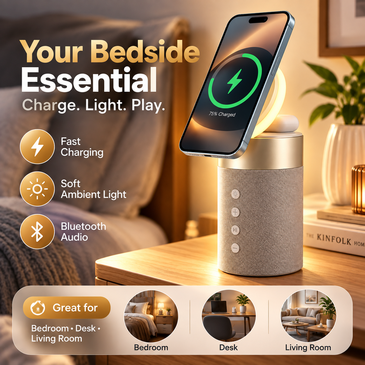 3-in-1 Magnetic Wireless Charging Stand &Speaker