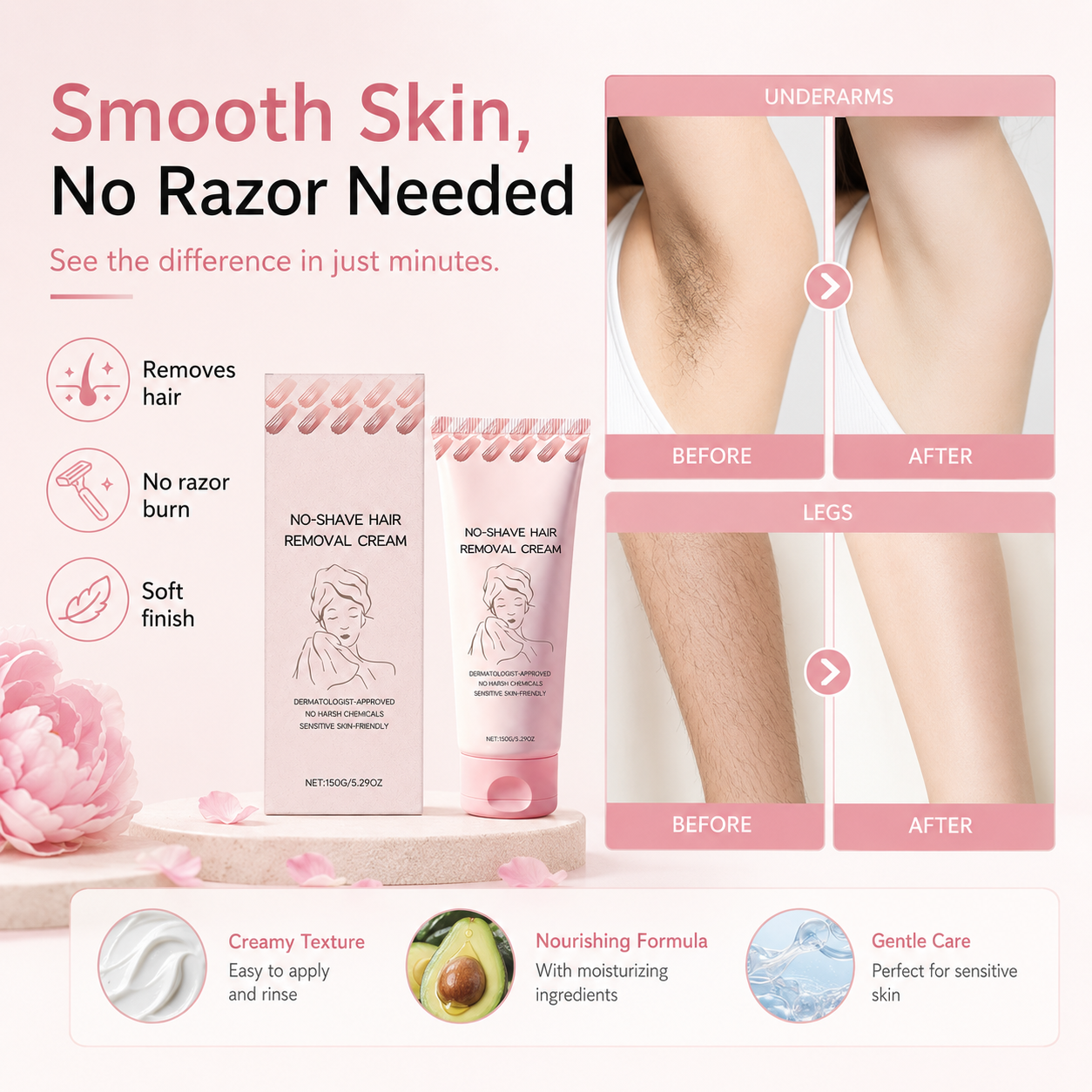 ⏰ SUMMER FLASH SALE – 57% OFF ☀️ Get Baby-Smooth Skin Instantly! Nourishing Depilatory Cream That Gently Removes Hair & Refines Texture. Stock Up Now! 🧴💖