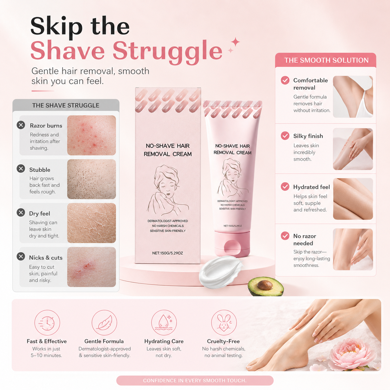 ⏰ SUMMER FLASH SALE – 57% OFF ☀️ Get Baby-Smooth Skin Instantly! Nourishing Depilatory Cream That Gently Removes Hair & Refines Texture. Stock Up Now! 🧴💖