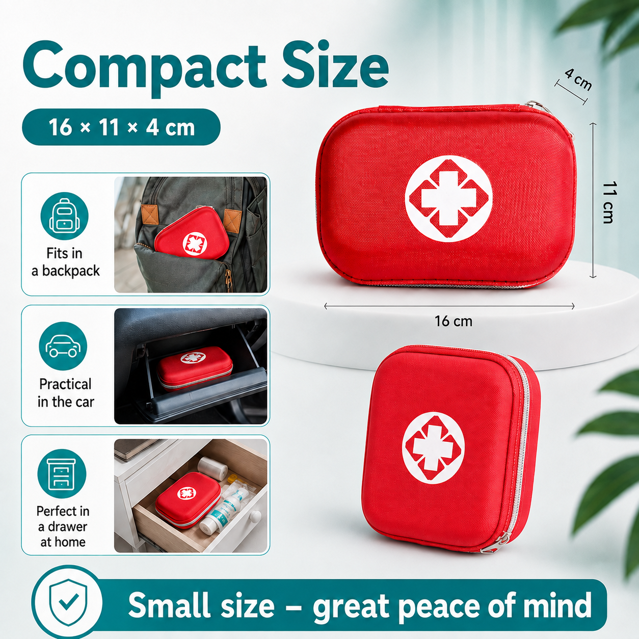 First Aid Kit: Portable Home Emergency Kit—Complete with Accessories | 26-Piece Set