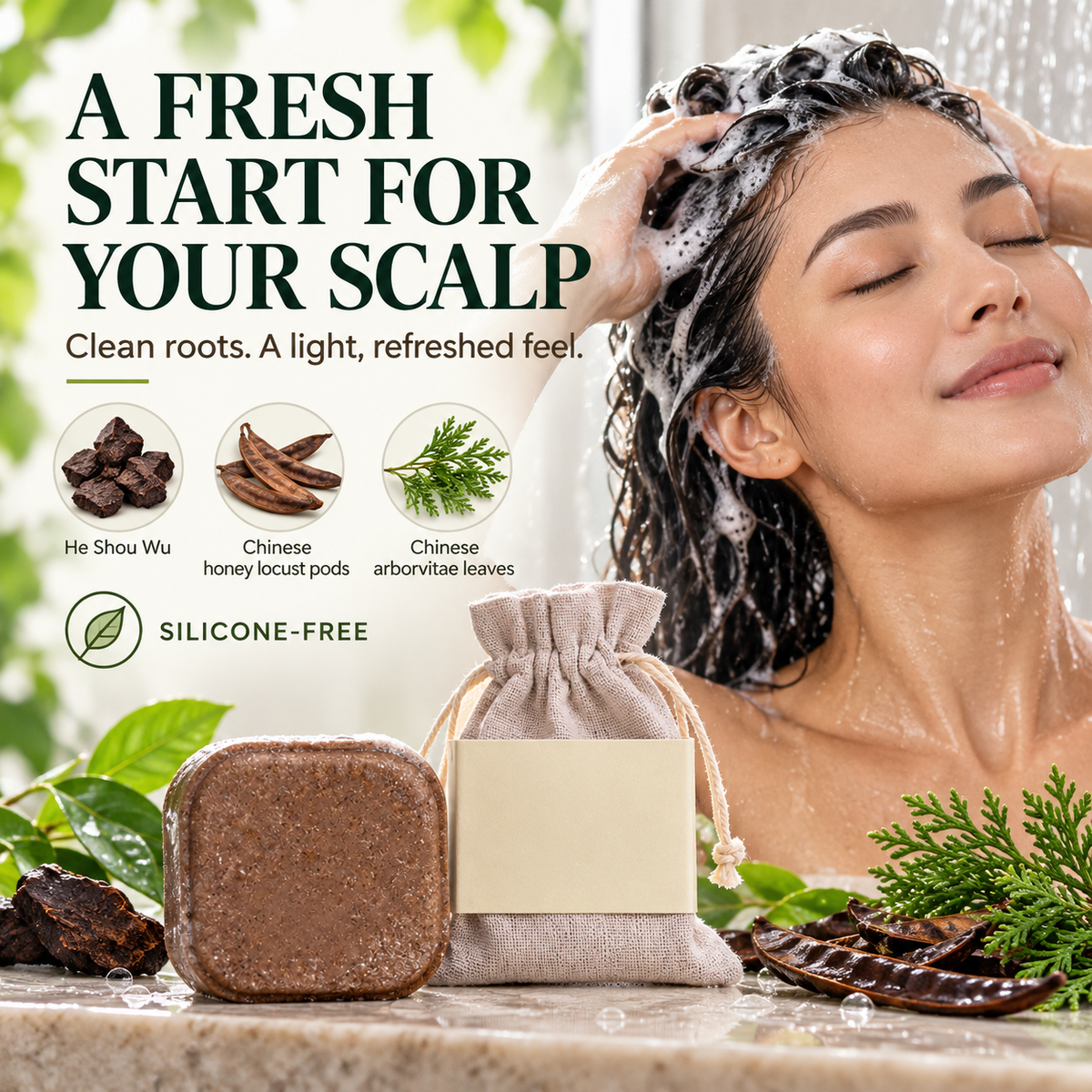 Solid shampoo with natural herbs