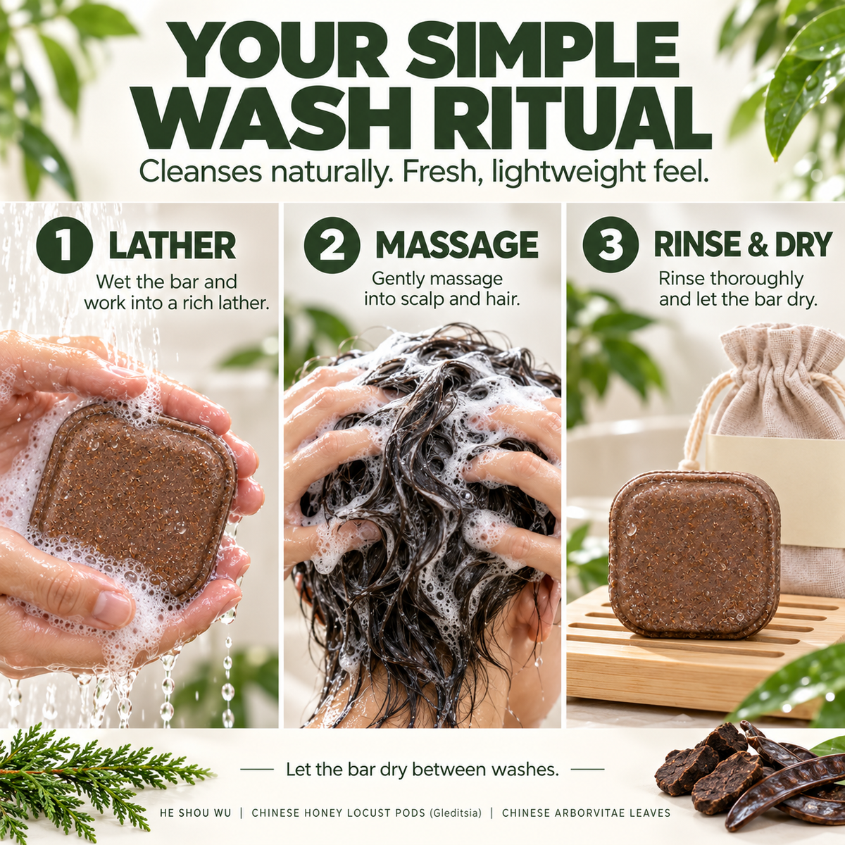 Solid shampoo with natural herbs