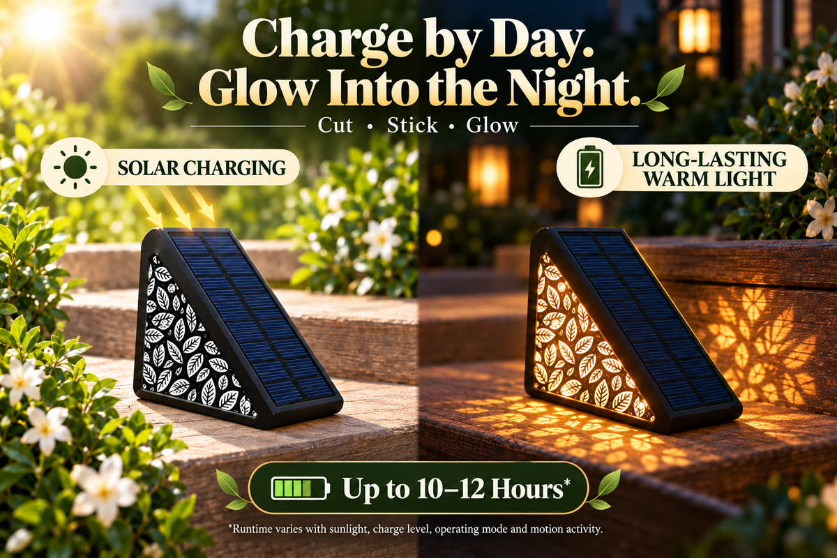🌙 50% OFF NOW! Solar Motion Sensor Step Lights – Warm Floral Glow Outdoor Stair Lights, Automatic Night Lighting, No Wiring Required for Gardens, Decks & Pathways