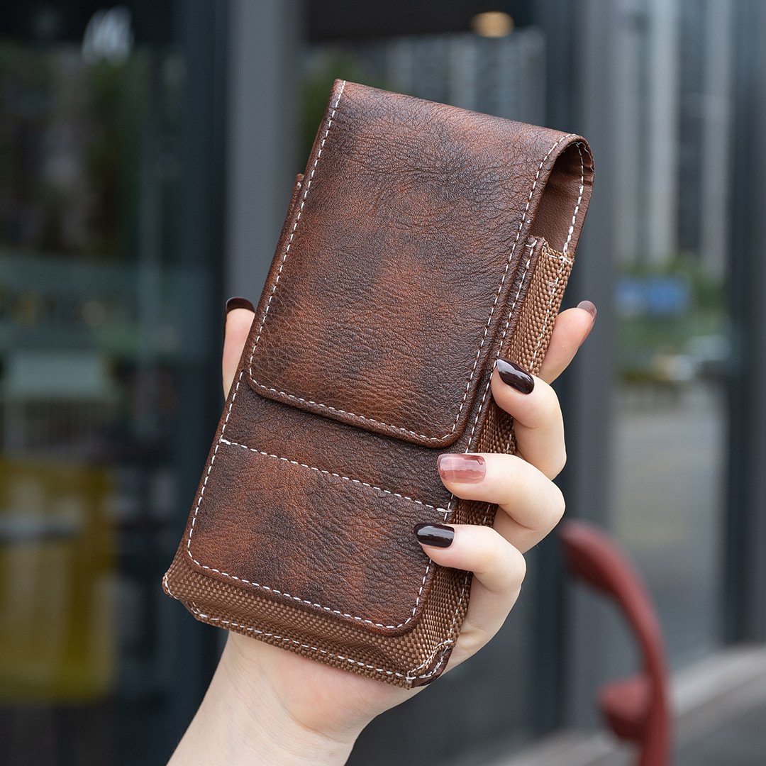 Belt Phone Holder with Magnetic Closure – Sturdy Smartphone Holster with Clip, Belt Loop & Card Slot