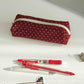 Canvas Polka Dot Pencil Case - Korean Style, Simple, High-Aesthetic Stationery Pouch for Middle/High School Girls