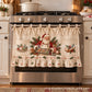 New tie-front kitchen half apron with pockets and ruffle trim