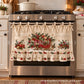 New tie-front kitchen half apron with pockets and ruffle trim
