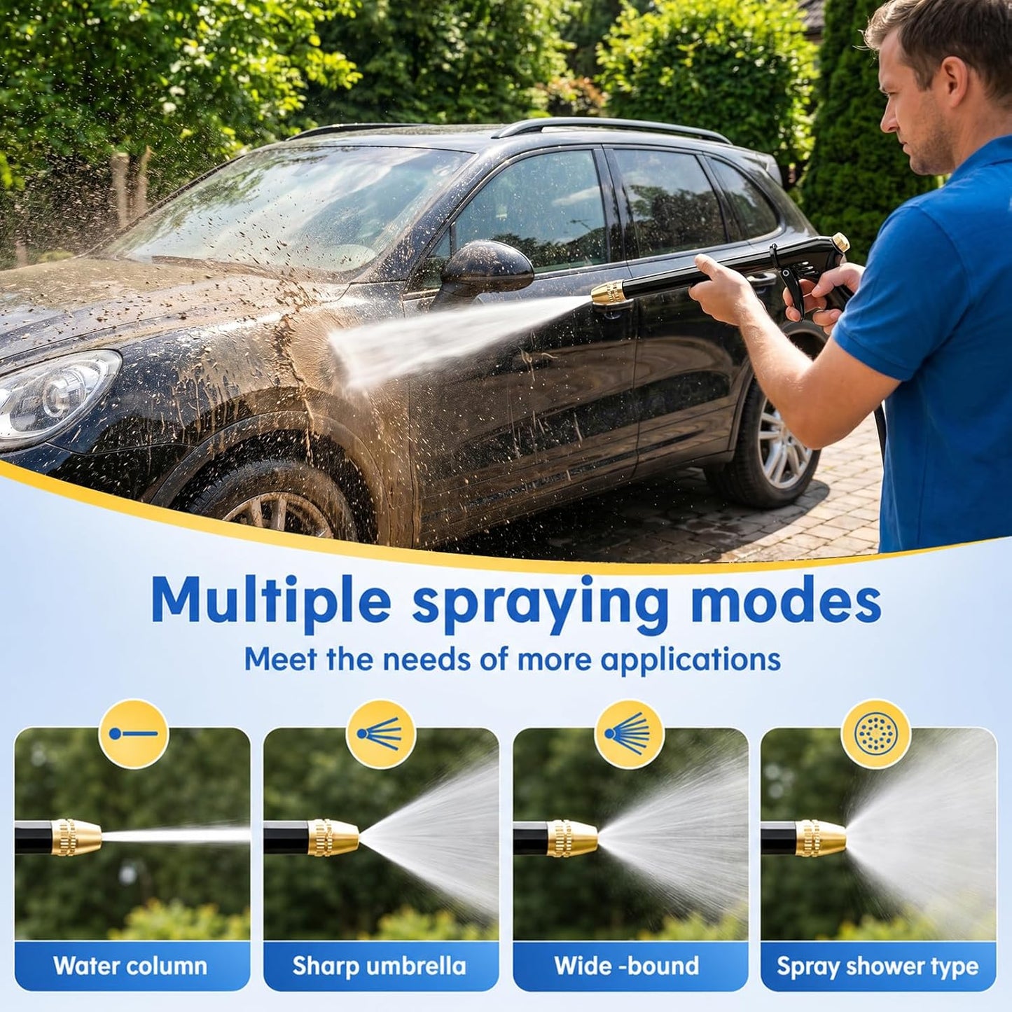 💪BUY 2 GET 1 FREE!!🏆High-Pressure Water Jet Gun💦Ergonomic Grip • Booster Nozzle • Hose Included-Powerful Car Wash🚗 Garden Watering🌻Effortless to Use!👍