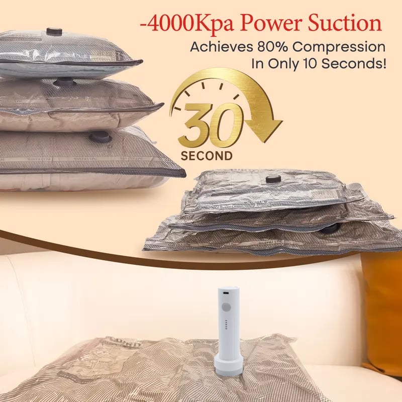 🥳💞50K+ SOLD!👵🧳  Cordless Vacuum Storage Set – 15 bags, 140L/min pump. Shrinks clothes, saves space. Waterproof & reusable. Holiday essential. 🎒⚡