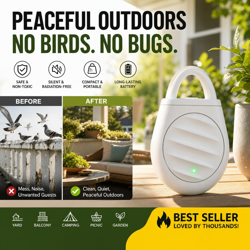 🐦No more trouble from birds, beasts and locusts！Portable Ultrasonic Bird Repellent Keychain