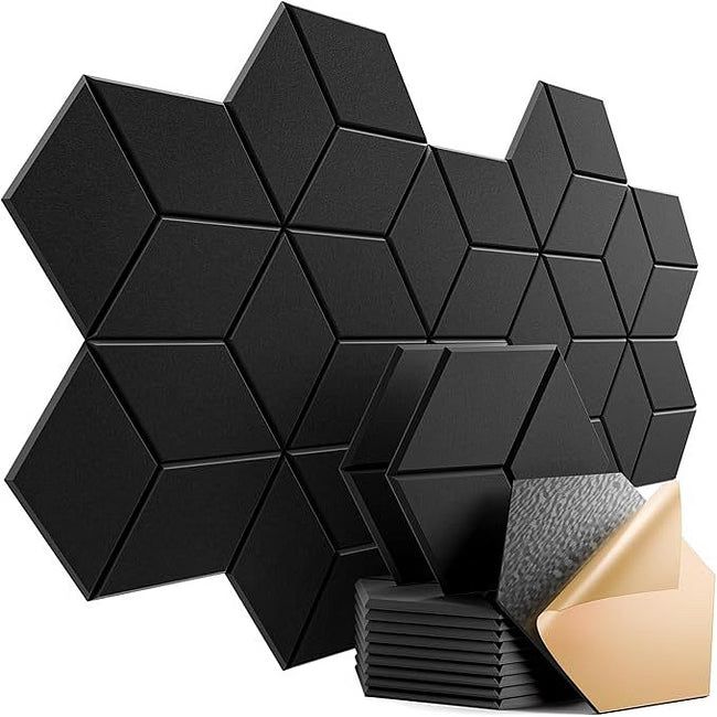 Self-Adhesive Acoustic Panels - Sound Insulating Foam Panels for High-Density Walls, Y-Shaped Liner Design, Flame Retardant, Noise Absorption, Echo Elimination