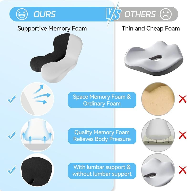 💺 60% OFF NOW! 💎 Non-Slip Memory Foam Seat Cushion – Sciatica Relief, Breathable Mesh & Universal Fit 🪑