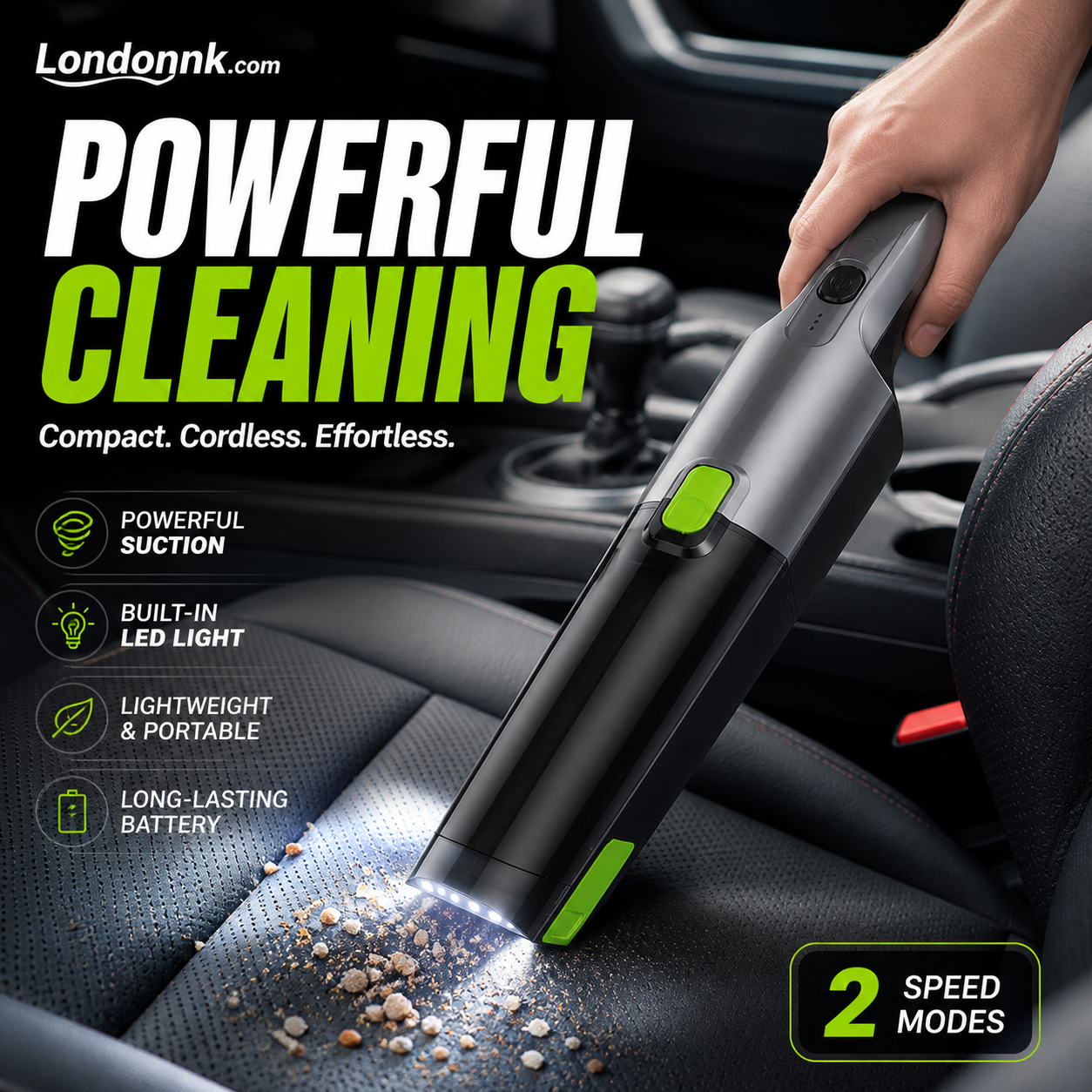 ⏰50% OFF⏰ Cordless Handheld Car Vacuum – 6KPa Suction, 2-Speed Adjustment, LED Light, Easy-Empty Design – Includes Storage Base! 🔋