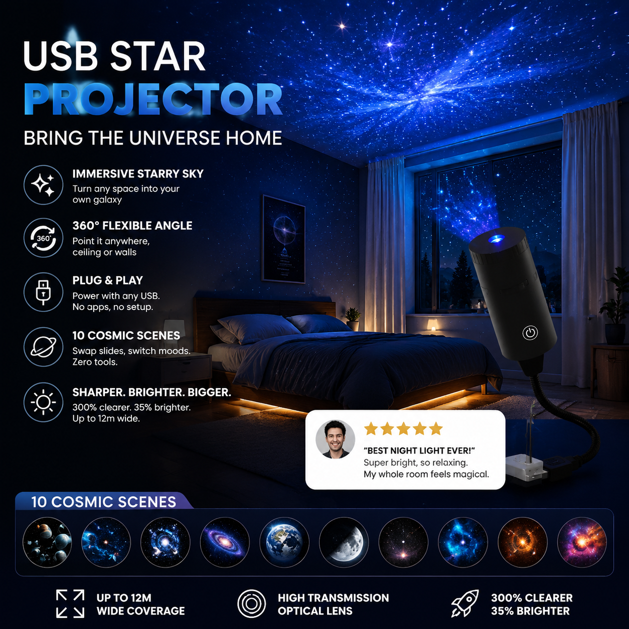 ✨Plug-and-Play HD Galaxy & Ocean Projector Night Light🥳50,000+ Happy Users