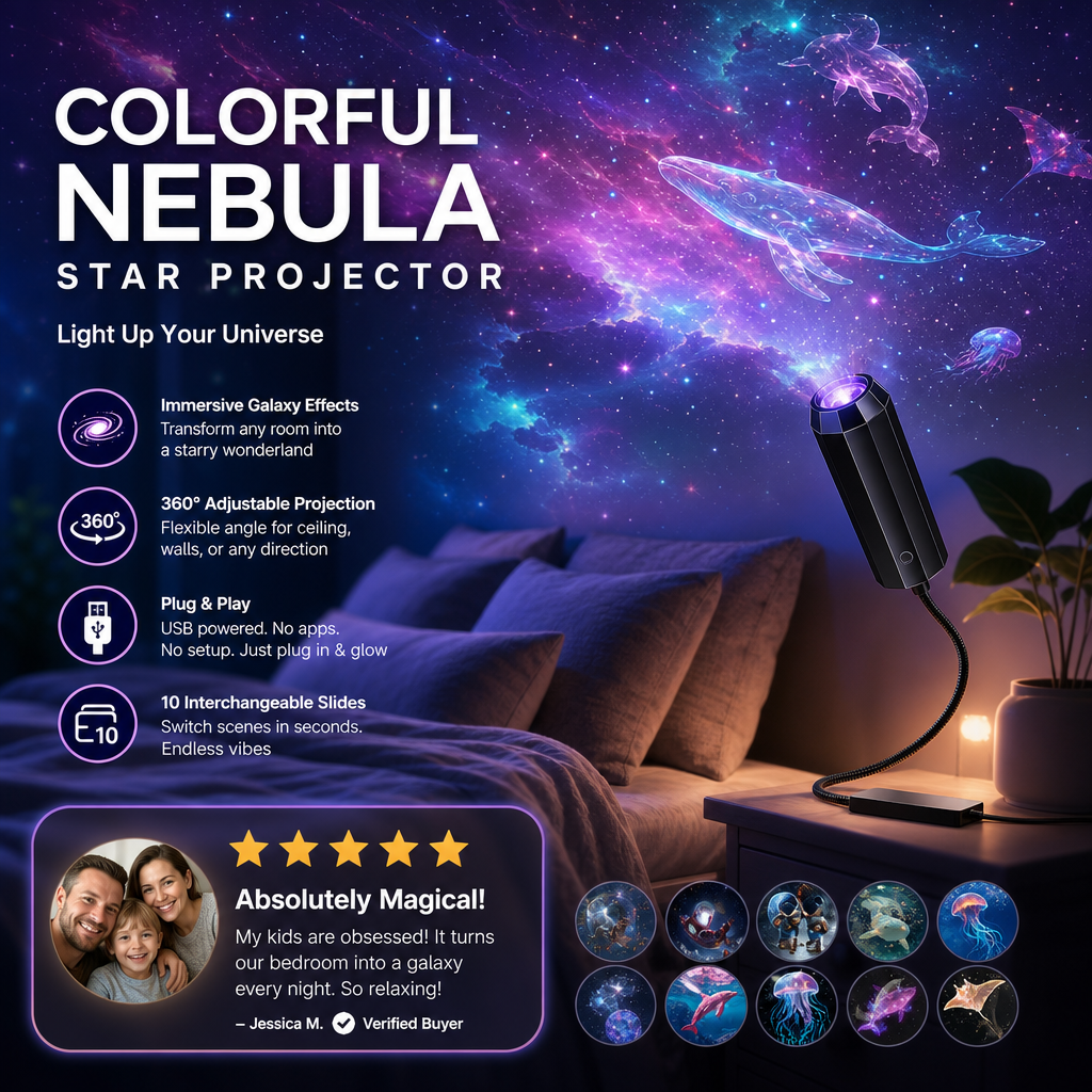 ✨Plug-and-Play HD Galaxy & Ocean Projector Night Light🥳50,000+ Happy Users
