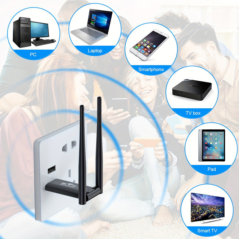📶 BUY 2 GET 1 FREE! ✨ USB WiFi Booster - Dual Antenna Technology for Enhanced Home/Office Network Coverage with Easy Setup 🏠🚀