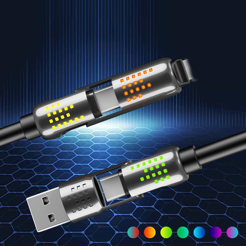 4-in-1 Fast Charging Data Cable with Soft Flashing Light