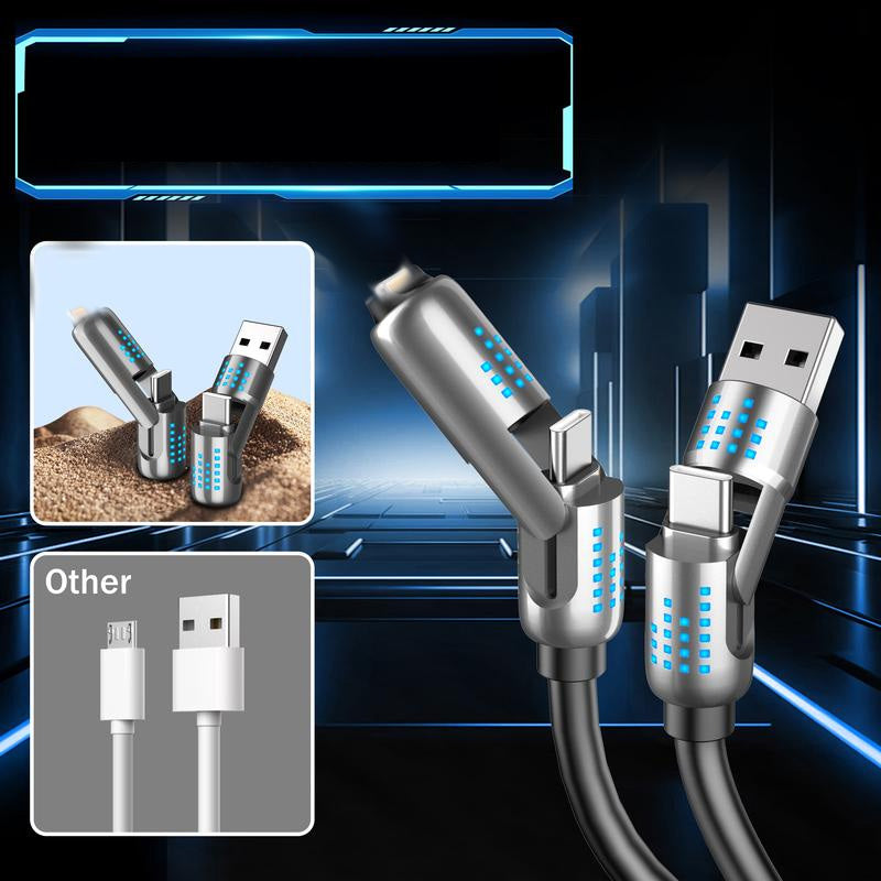 4-in-1 Fast Charging Data Cable with Soft Flashing Light