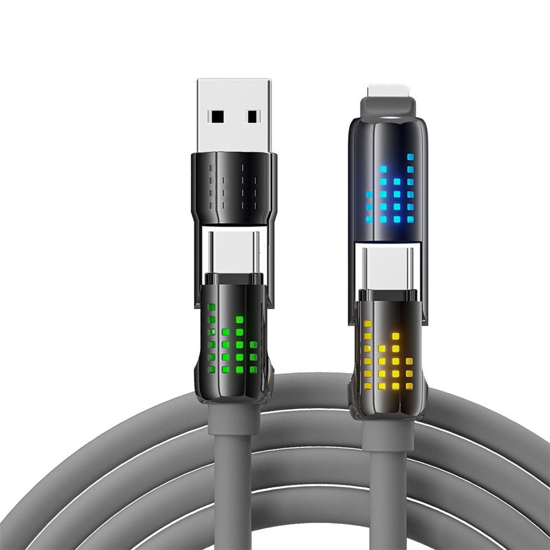 4-in-1 Fast Charging Data Cable with Soft Flashing Light