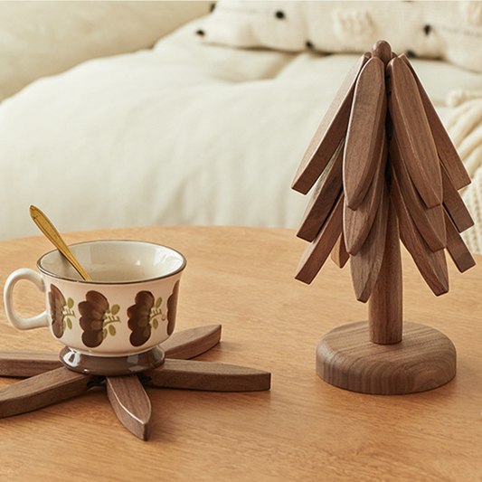 Insulated coasters Solid wood Christmas tree coasters