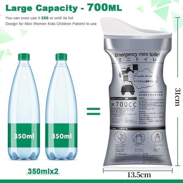 🥳2026 HOT SALE🥳🚐🏕️ 50% OFF! 700ML Portable Travel Pee Bags – No more toilet worries on the road! Leak-proof, spill-proof, odor-neutralizing. Perfect for long journeys, camping & emergencies. Discreet & hygienic. 🛣️🧻