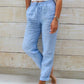 📢📢50% OFF !!!⏰Women's  Elastic Waist Cotton Linen Wide Leg Pants