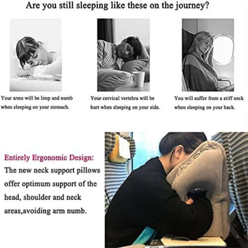 ✈️ LIMITED-TIME 50% OFF! 💨 Inflatable Travel Pillow | 360° Support – Soft Flocking, Quick Inflate, Compact