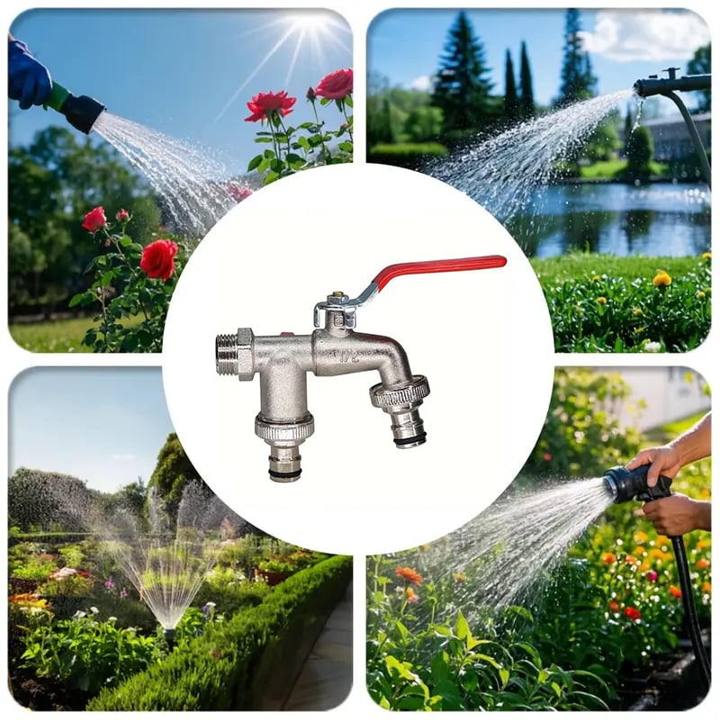🔥 FLASH SALE: 50% OFF! ⚙️ Universal Stainless Steel Double Outlet Garden Faucet – Independent Valves, Heavy-Duty & Easy Install 🚰