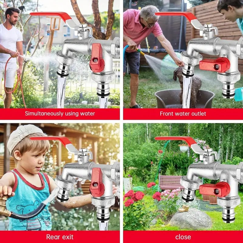 🔥 FLASH SALE: 50% OFF! ⚙️ Universal Stainless Steel Double Outlet Garden Faucet – Independent Valves, Heavy-Duty & Easy Install 🚰