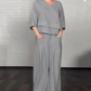 💎 2-piece cotton-linen set with an uneven hem – V-neck top + wide-leg pants, breathable & effortlessly stylish 🍂👚