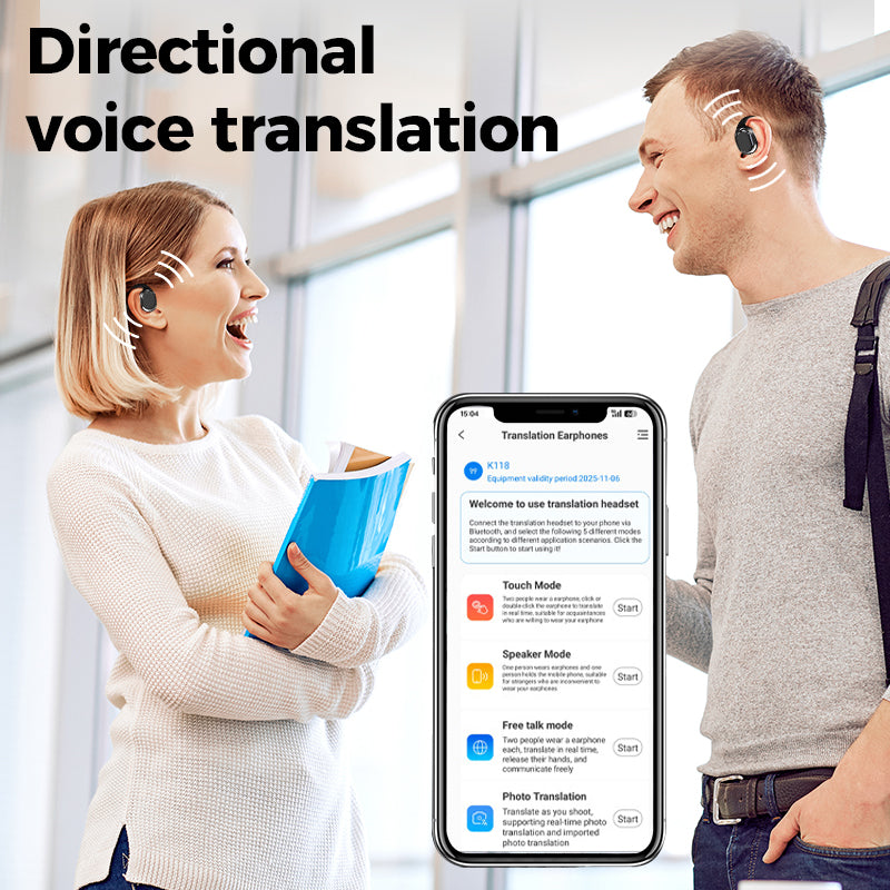 Ki Translation Headphones – Real-time translation in 134 languages with app, Bluetooth 6.0, wireless earbuds for music and calls, IPX5 waterproof, long battery life