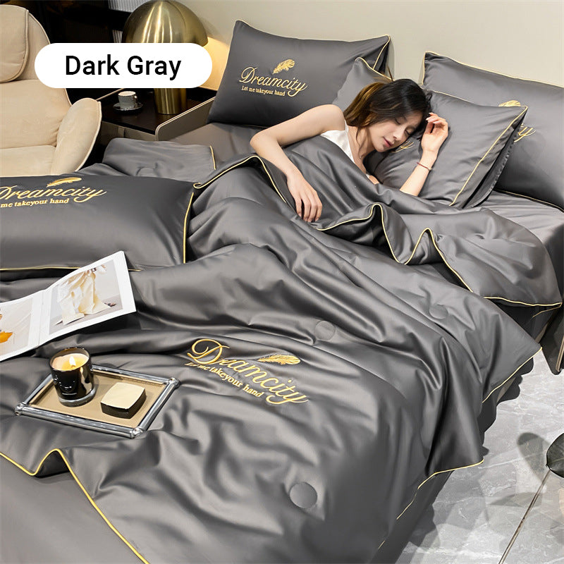 ⏰Last Day Sale 50% OFF🥰 ✨Summer Simple Ice Silk Quilt❄️ Ultra Cool Anti-Sweat Thin Quilt, Machine Washable Bedding