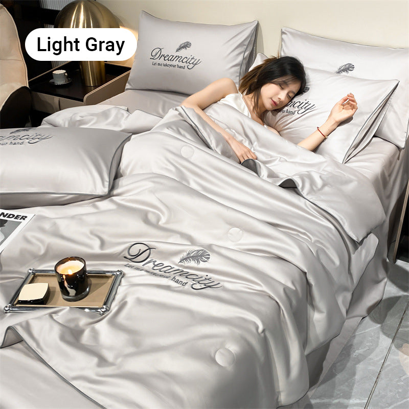 ⏰Last Day Sale 65% OFF🥰 ✨Summer Simple Ice Silk Quilt❄️ Ultra Cool Anti-Sweat Thin Quilt, Machine Washable Bedding