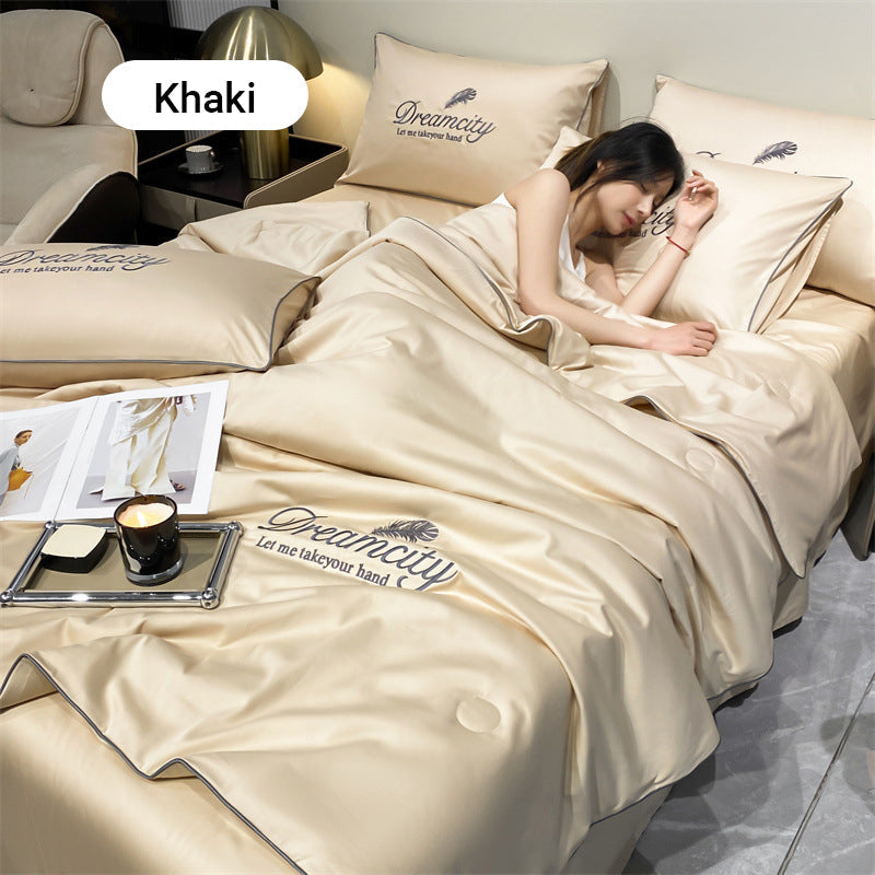 ⏰Last Day Sale 65% OFF🥰 ✨Summer Simple Ice Silk Quilt❄️ Ultra Cool Anti-Sweat Thin Quilt, Machine Washable Bedding
