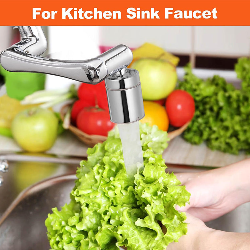 1440° splash-proof and universally rotatable faucet adapter
