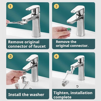 1440° splash-proof and universally rotatable faucet adapter