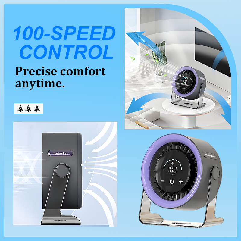 💥[Heatwave Essential] Desk Fan with LED Display USB Powered Portable 100 Speeds 120' Tilt Quiet Long Battery Life Oscillating Table Fan for Bedroom Office Home Camping