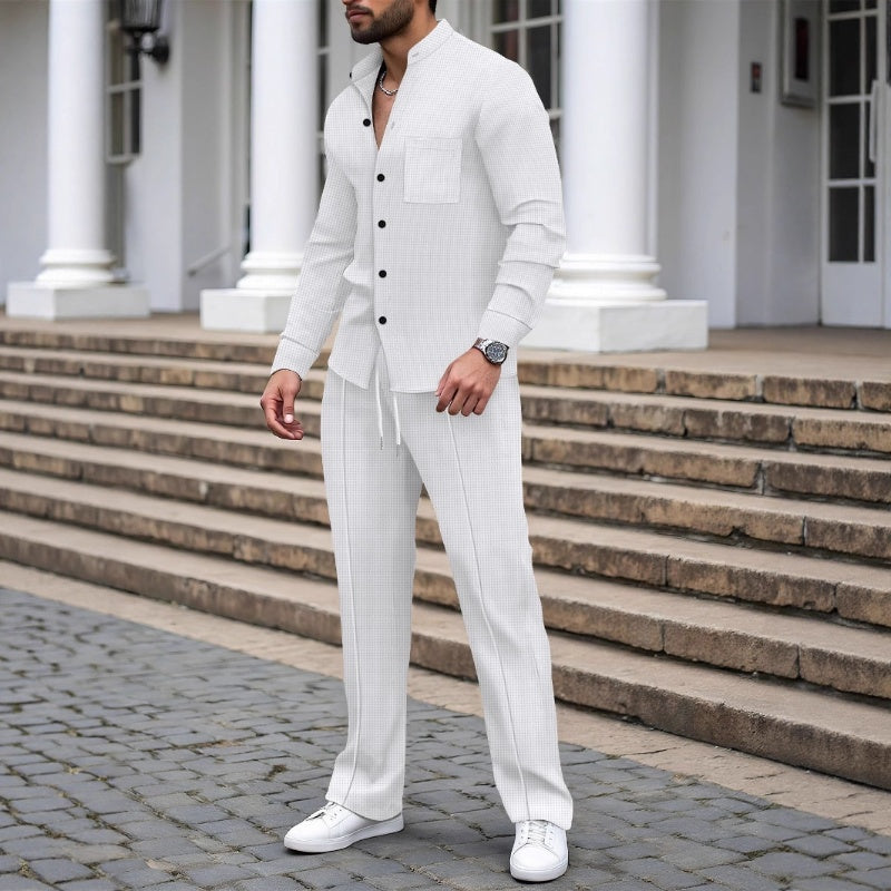 🎁2026 New arrival 50% OFF💥Casual waffle shirt and pants for men, 2-piece set