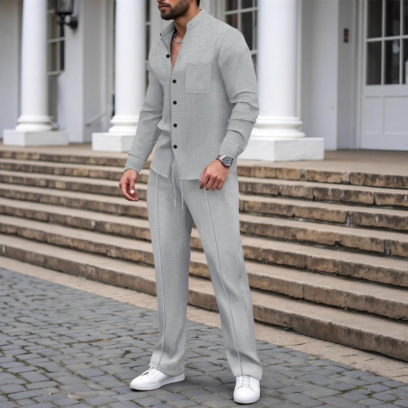 🎁2026 New arrival 50% OFF💥Casual waffle shirt and pants for men, 2-piece set
