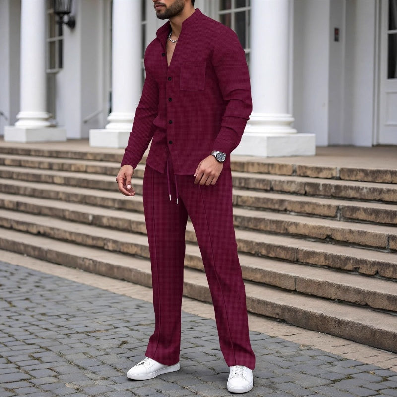 🎁2026 New arrival 50% OFF💥Casual waffle shirt and pants for men, 2-piece set